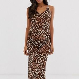 Sheer Bodycon Leopard Print Midi Dress + Undertank